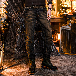 
Mochen's new American summer thin jeans for men, washed and distressed, selvedge denim straight trousers MC002