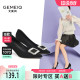Gomeqi French high heels for women 2025 spring new thick heels square buckle sexy rhinestone light mouth single shoes for women
