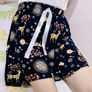 
2025 new cotton shorts for women in summer loose cotton silk wear home beach pants artificial cotton casual pajama pants