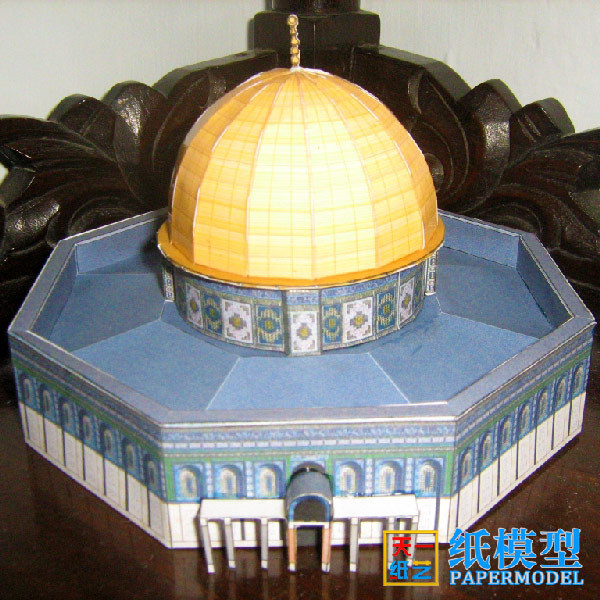Rock dome mosque diy handmade three-dimensional building origami 3d paper model tianyi paper art