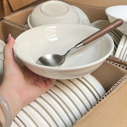 Dehua White Porcelain Ceramic Soup Noodle Bowl, Wide-Rimmed Deep Bowl for Dormitory Use, Sugar Water Bowl, Household Single-Serving Breakfast Yogurt Bowl