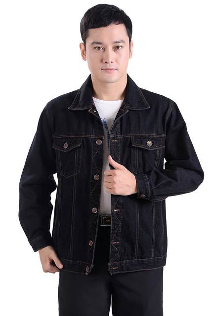 Spring and autumn middle-aged men's denim tops, wear-resistant work ...