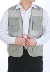 Summer middle-aged and elderly men's vest photography fishing outdoor leisure large size multi pocket men's mesh thin vest