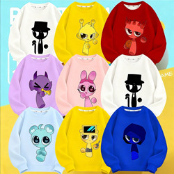 2025 New Rhythm Box Merchandise Boys' and Girls' Crewneck Sweatshirt Autumn and Winter Clothing for Older Children Fleece-Lined Trendy Sweatshirt