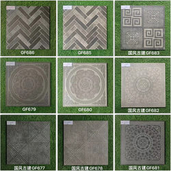 Retro Chinese-Style Courtyard Outdoor Villa Garden Herringbone Splicing Floor Tiles for Restaurant Terrace Non-Slip 600X600