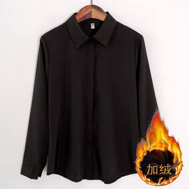 Plush warm white shirt women's long-sleeved 2024 autumn and winter new ...