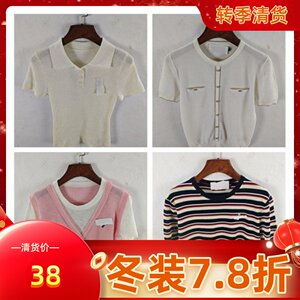 
Vintage Korean style loose slim solid color pattern short knitted spring and summer bottoming cardigan