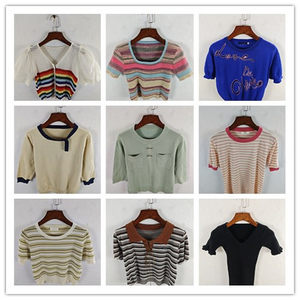 
Vintage Korean style loose slim solid color pattern short knitted spring and summer bottoming cardigan