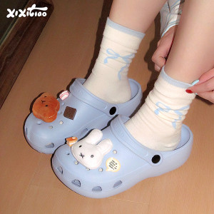 
Thin strips of soft and cute little bear rabbit hole shoes girly student ins outer wear beach sandals and slippers in summer