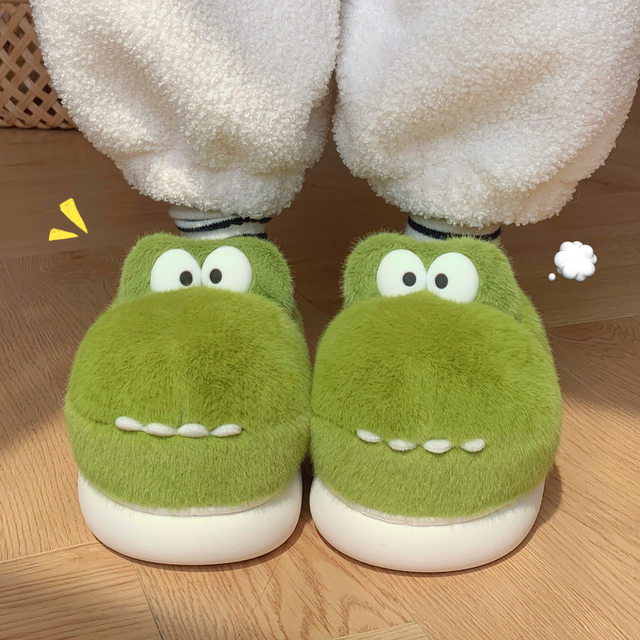 Thin Strips Lovely Cotton Slippers for Couples Winter 2025 New Warm Pack Heels Thick-soled Plush Home Shoes for Men and Women