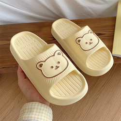 Thin Strap Couple Indoor Eva Non-Slip Slippers Trendy Women's Summer Ins Cute Bear Slippers with a Soft Stepping Feel for Men