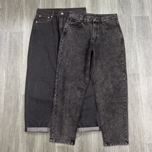 
Foreign trade leakage men's loose tapered slim jeans natural pure cotton washed pattern distressed casual long pants trendy