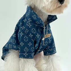 Pet Denim Shirt for Large Dogs, Giant Poodles, Samoyeds, Golden Retrievers, Puppy Clothes, Teddy, Bichon, Pomeranian, Spring and Summer Thin Trendy Brand