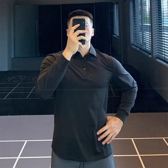 
Heavy polo shirt men's slim long-sleeved T-shirt no-iron inner layering autumn and winter