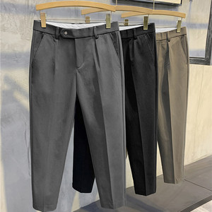 
Summer British style design men's trousers solid color casual versatile slim fit anklet nine-minute trousers trendy