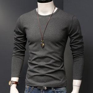 
Autumn and winter base shirt men's long-sleeved T-shirt round neck solid color men's inner wear slim body clothes trendy brand