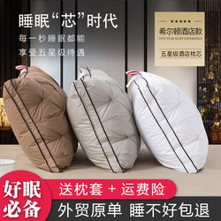 Five-Star Hotel Soft Non-Collapsing Feather Velvet Pillow Core Sleep Aid Goose down Silk Single Cervical Spine Protection Pillow Pair Set