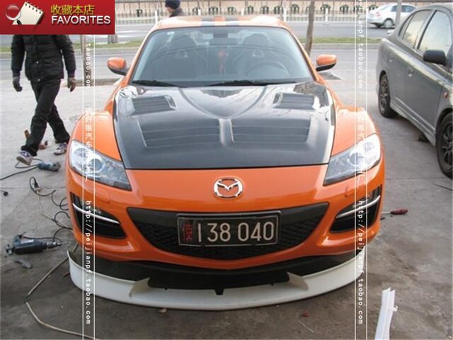Suitable for Mazda RX8 carbon fiber lid RX-8 modified open hole hood cover head cover front cover large surround