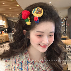 Wool Felt Plush Hair Clip Side Clip Cartoon Duckbill Clip Bb Clip Bear Heart Cute Hairpin for Stray Hair and Bangs