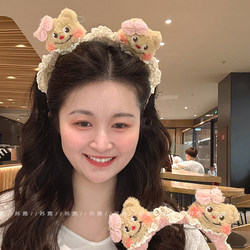 Cute Bear Bow Headband for Women, Non-Slip Face Washing Headband, 2025 New Style, Cartoon Hair Clip for Going Out, High-End Hair Accessory