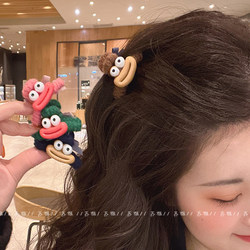 Color-Blocked Cute Small Claw Clip for Women, Plush Hair Clip, Side Clip, Small Clip for Side Bangs