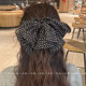 Double-layer polka-dot bow hairpin for women with full back of head shark clip ponytail grabber half-tied high-end hair accessory
