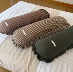 Korean-Style Pure Cotton Long Pillow, Backrest Pillow for Sleeping, Leg-Hugging Pillow, Soft Lumbar Support Cushion, All-Cotton Bedroom Bed Long Backrest