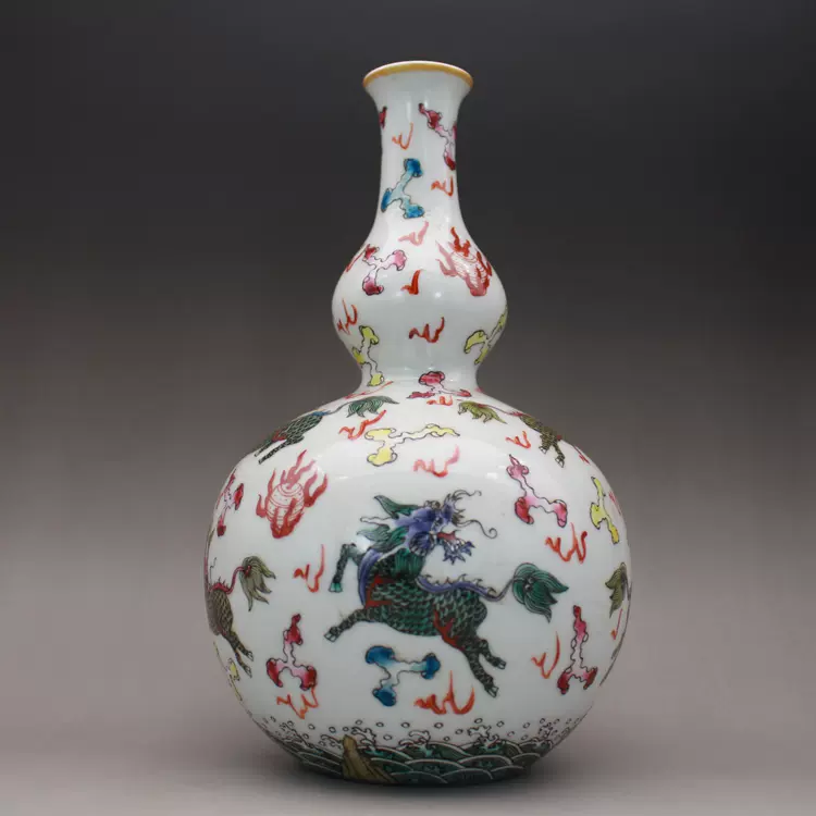 中国美術 祭蓝釉 清康熙　慎德堂博古製　観音瓶 中国美術 祭蓝釉 清康熙 慎德堂博古製 観音瓶