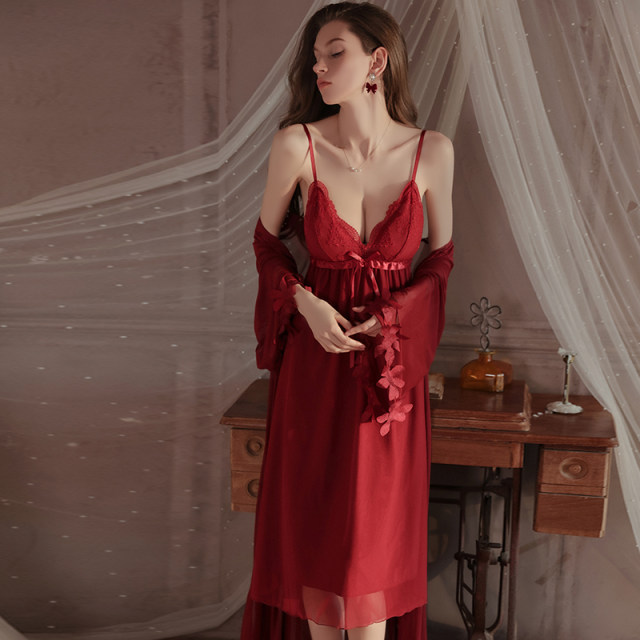French Sweet Night Gown With Breast Pad