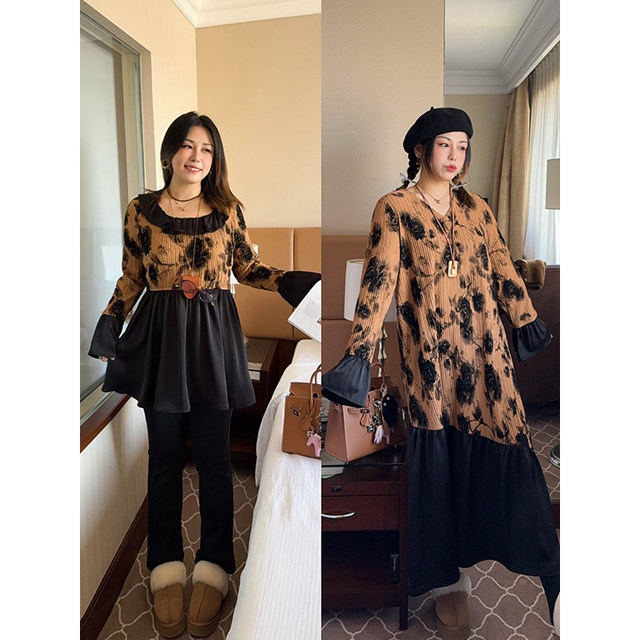 Vogana Cannes Family Large -size Original Winter Thick Warm Tattoo Stitching Droty Dress long and short
