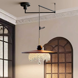 Medieval-Style Restaurant Lamp, Swing-Arm Chandelier, 2025 New Model, Light Luxury Water Drop Design, Movable, Atmospheric Bar Counter Lamp