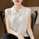 French polo collar sleeveless knitted vest for women 2025 spring new design sleeveless worsted wool top
