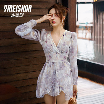 Yi Meishan long-sleeved printed one-piece dress swimsuit