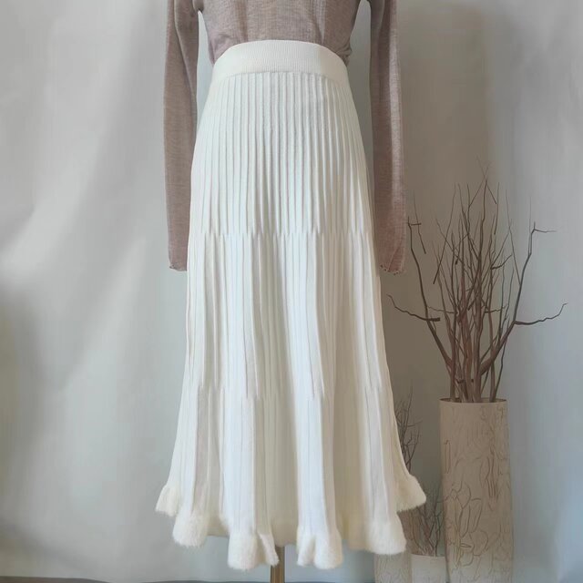 2023 Autumn and Winter New High Waist Skirt Solid Color Swing Skirt A-Line Pleated Mid-Length Korean Style Long Skirt for Women