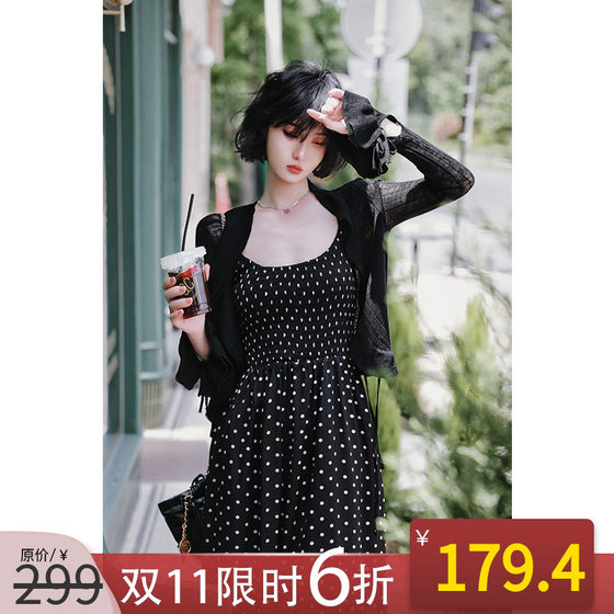 NANASTORE black knitted cardigan women's 2024 spring new item thin sweater short top long sleeved jacket