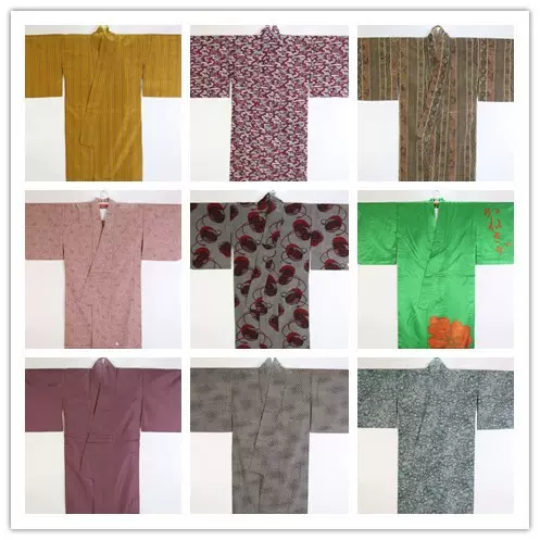 vintage复古古着孤品日本手工制连衣裙印花和风碎花小纹和服A42-Taobao