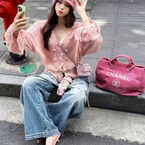 秋季粉色薄款针织衫外搭上衣奶fufu慵懒风高级感超好看毛衣开衫女