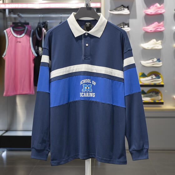 
Li Ning 2024 Fall X Disney Monster University Joint Series Men's Loose Long Sleeve POLO Shirt APLU145