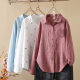 Japanese Mori Women's New Cartoon Embroidered Cherry Lace Hollow Pocket Women's Long Sleeve Shirt Trendy