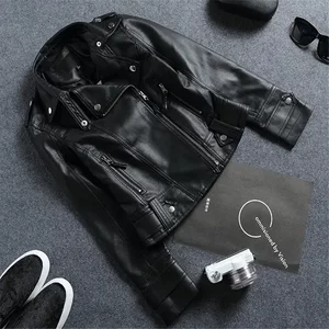 
2025 spring and autumn clothing Haining new slim lapel leather jacket for women short jacket for women pu jacket for motorcycle clothing for women