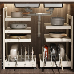Adjustable Pot Storage Rack, Kitchen Storage Rack, Multi-Layer Under-Sink Multifunctional Pot Rack for Home Cabinets