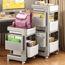 School Bag Storage Rack, Movable Trolley, Multi-Layer Book Organizer and Storage Solution, Under-Desk Cabinet with Wheels
