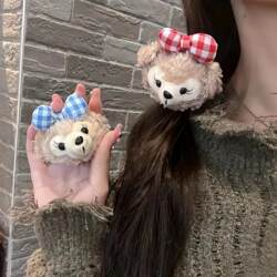 Cute Shirley Rose Hair Tie for Girls, Sweet Cartoon Bear Hair Rope, Simple Plush Woolen Doll Hair Accessory for Double Ponytails