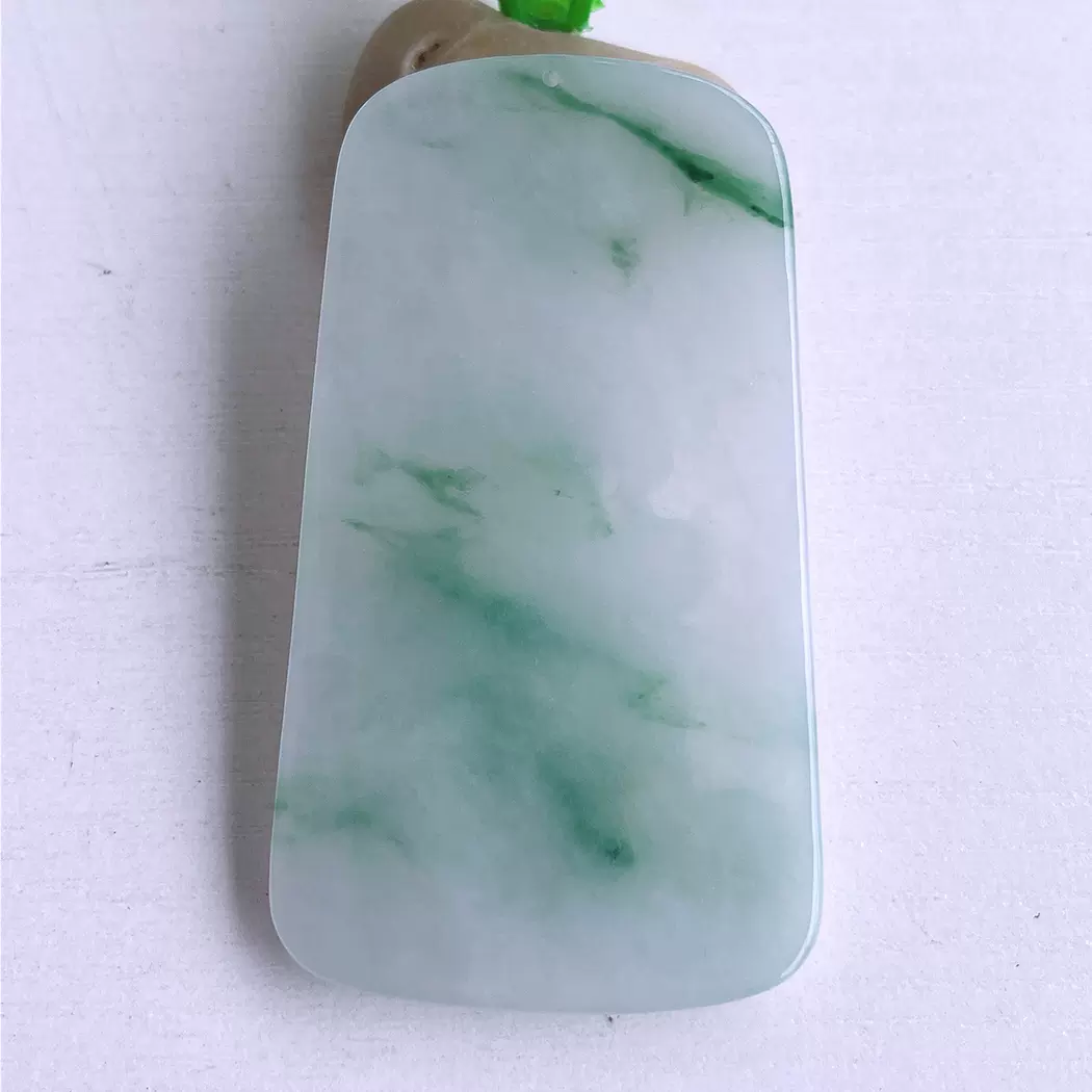 天然缅甸翡翠a货糯冰种飘花男款文殊菩萨牌子生肖兔玉石挂件吊坠