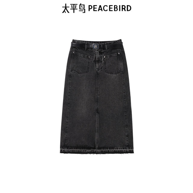 Peacebird Women's New Year Autumn and Winter Denim Long Skirt A1HFE4179
