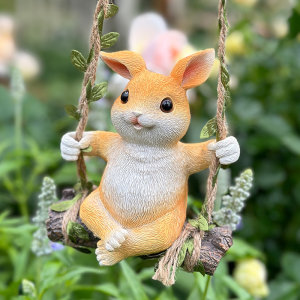 
Swing rabbit hanging decoration cute animal wall hanging wall decoration balcony garden courtyard layout creative landscaping pendant