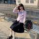 Stars hug the moon, Rhodes-Chinese shirt, college style, white striped waist, long sleeves, slim jk uniform top for women