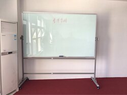 Glass Whiteboard Stand-Type Mobile Tempered Explosion-Proof Magnetic Whiteboard Double-Sided Flip-Over Office Meeting Board Promotional Display Board