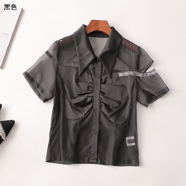 243489 Summer shirt Shenzhen women's mid-length short-sleeved collar

