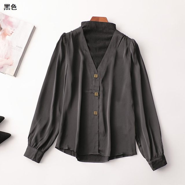 244839 Autumn shirt women's middle long sleeve tall neck
